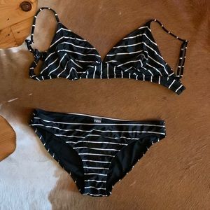 Farley new black and white striped bathing suit